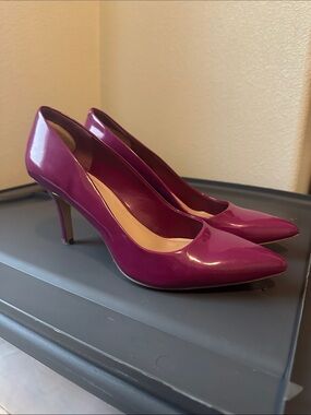 BCBGeneration Patent Pointed-Toe Pumps in Magenta